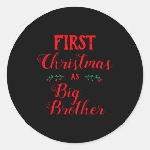 First Christmas As Big Brother Family Matching  Classic Round Sticker