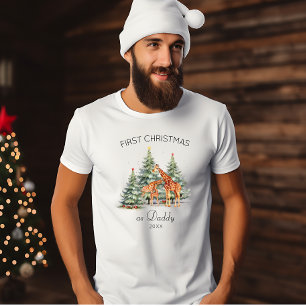 First Christmas as Dad Daddy Year Cute Giraffes  T-Shirt