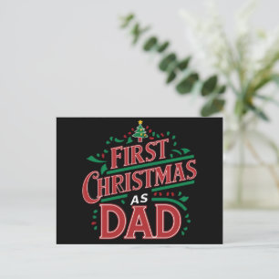 First Christmas As Dad Matching Christmas  Holiday Postcard