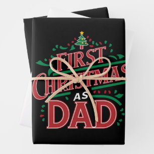 First Christmas As Dad Matching Christmas  Wrapping Paper Sheet
