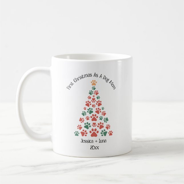 First Christmas as Dog Mom/Dad Mug – Custom gift (Left)