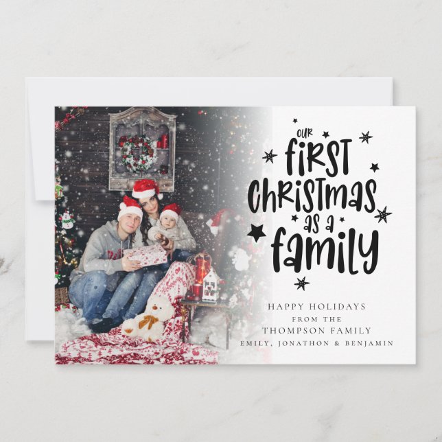 First Christmas As Family Custom Photo Card (Front)