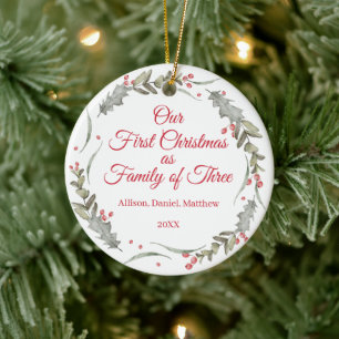 First Christmas as Family Custom Photo Keepsake Ceramic Ornament