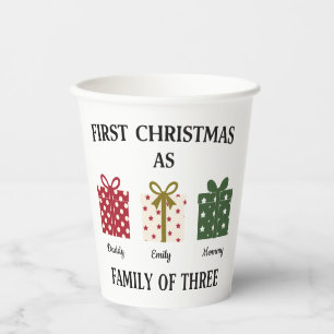 First Christmas as Family of 3 Keepsake Paper Cups