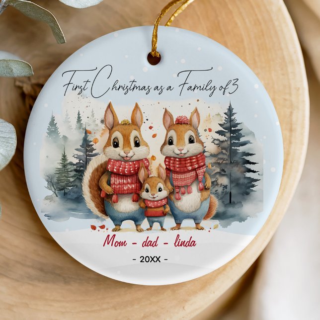 First Christmas as family of 3 rabbits  Ceramic Ornament (Creator Uploaded)