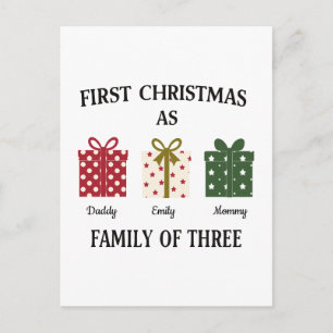 First Christmas as Family of Three Gift Postcard