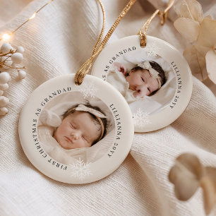 First Christmas as Grandad 2 Photo Personalized Ceramic Ornament