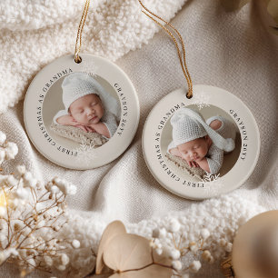 First Christmas as Grandma 2 Photo Personalized Ceramic Ornament