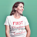 First Christmas as Grandma family matching red txt T-Shirt<br><div class="desc">This white t-shirt is perfect for personalized Christmas matching family outfits. The caption reads "First Christmas as Grandma" in a red modern font. See my "Christmas matching Family Outfit & accessories" to find coordinating items for other family members. For further customization or other matching items, please feel free to contact...</div>