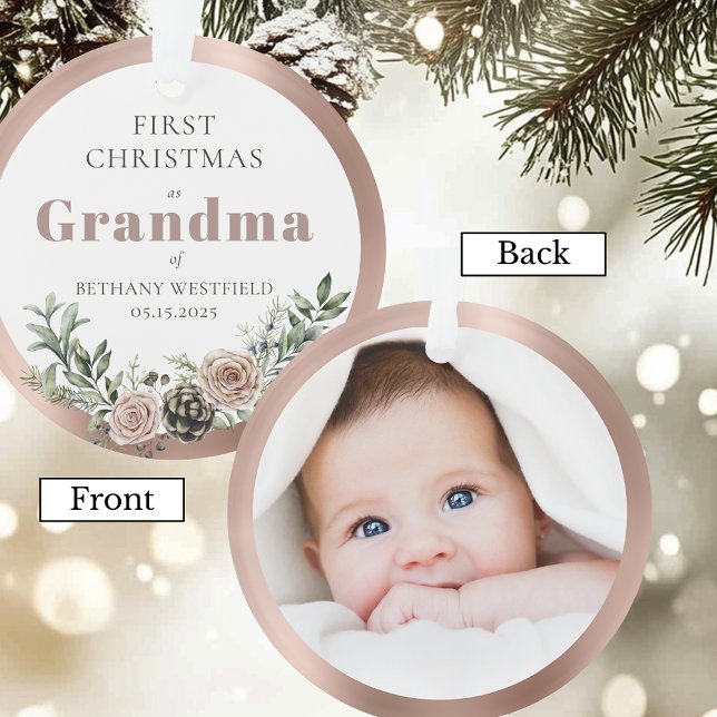 First Christmas as Grandma Photo Keepsake (First Christmas as Grandma Photo Acrylic Keepsake Ornament)