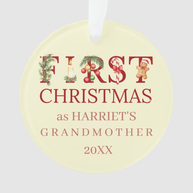 First Christmas as Grandma Red Typography – Custom (devant)