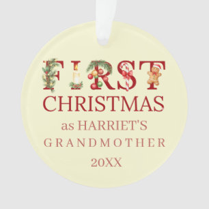 First Christmas as Grandma Red Typography – Custom Ornament