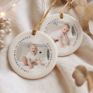 First Christmas as Grandpa 2 Photo Personalized Ceramic Ornament