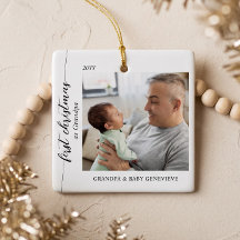 First Christmas As Grandpa Baby Photo Keepsake