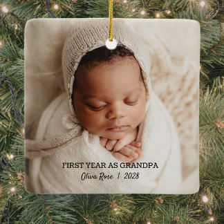 First Christmas As Grandpa Ceramic Ornament