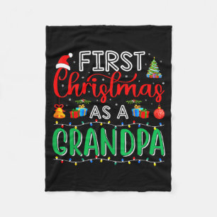 First Christmas As Grandpa Family Matching New Gra Fleece Blanket