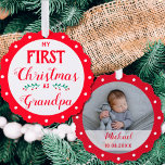 First Christmas as grandpa newborn baby photo Ornament Card<br><div class="desc">Celebrate your "First Christmas as Grandpa" with this adorable paper ornament that is a perfect addition to your holiday decor. Customize the other side with your baby's photo,  name,  and birthdate for a truly one-of-a-kind keepsake. Get into the festive spirit and make your tree extra special this year!</div>