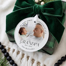 First Christmas As Grandpa Personalized Baby Photo