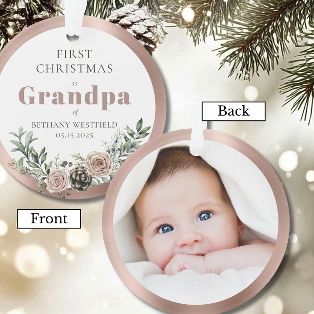First Christmas as Grandpa Photo Keepsake (First Christmas as Grandpa Photo Acrylic Keepsake Ornament)