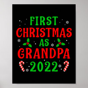 First Christmas As Grandpa Xmas Grandfather New Gr Poster