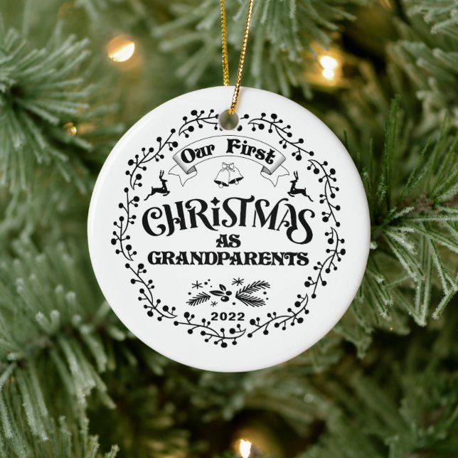 First Christmas As Grandparents Ceramic Ornament (Tree)