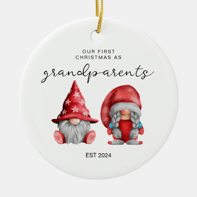First Christmas as Grandparents Christmas family  Ceramic Ornament (Front)