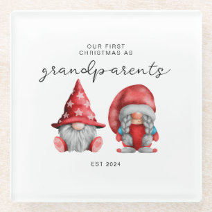 First Christmas as Grandparents Christmas family Glass Coaster
