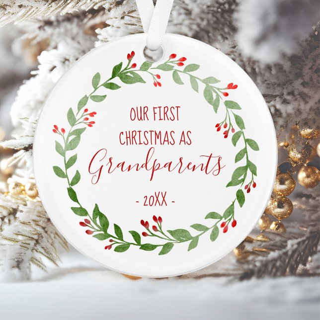 First Christmas as Grandparents Custom Baby Photo Ornament (Creator Uploaded)