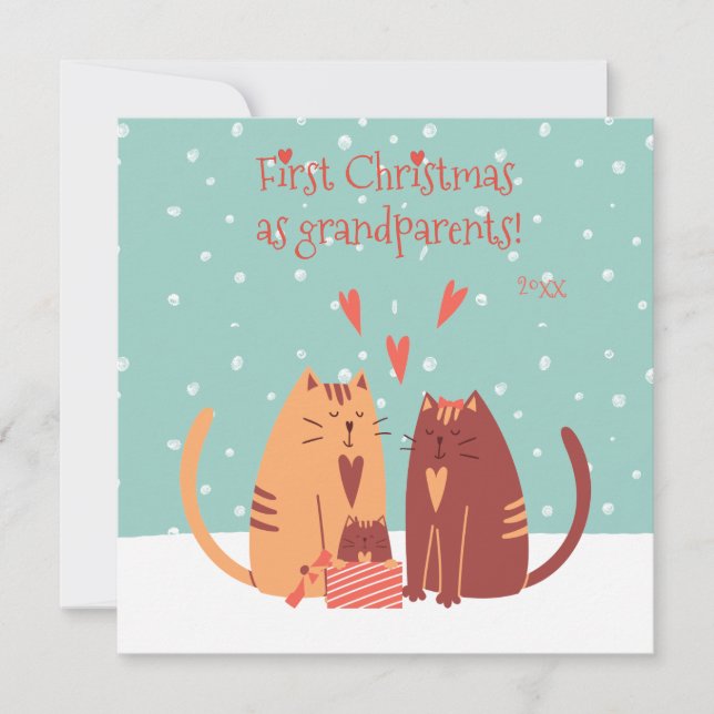 First Christmas as Grandparents! Cute Cats Holiday Card (Front)
