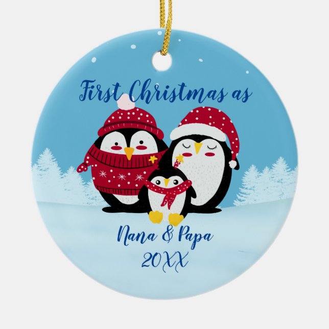 first Christmas as grandparents gift for new baby Ceramic Ornament (Front)