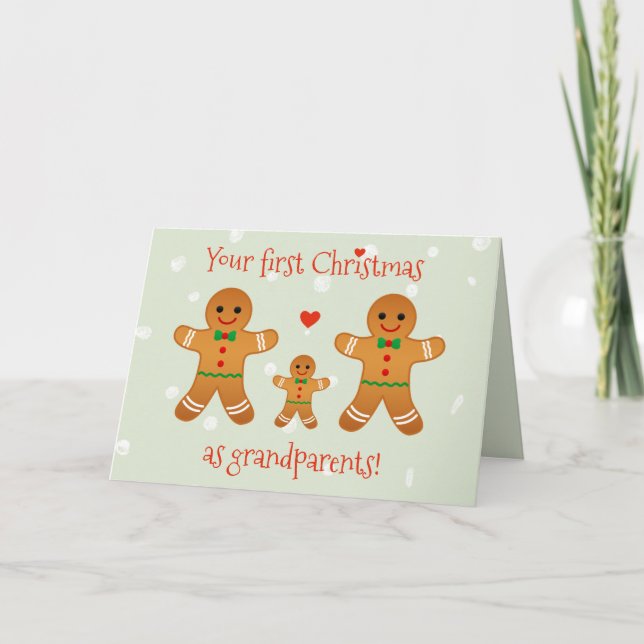 First Christmas as Grandparents - Gingerbread Men Holiday Card (Front)