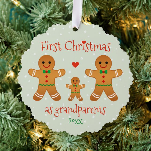 First Christmas as Grandparents - Gingerbread Men Ornament Card (Insitu (Tree))