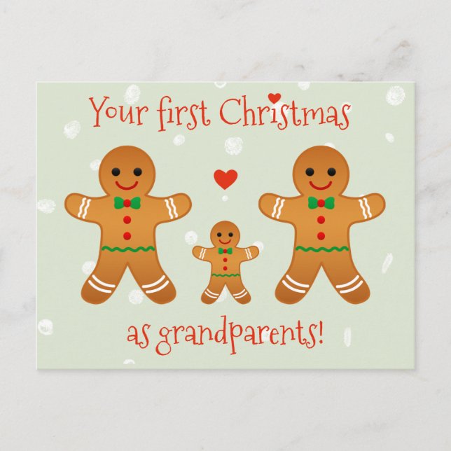 First Christmas as Grandparents - Gingerbread Men Postcard (Front)