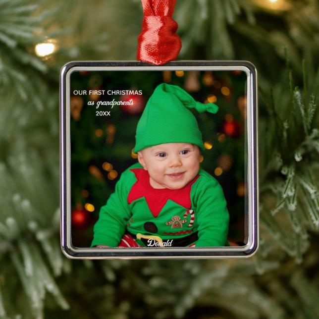 First Christmas as Grandparents - Metal Ornament (Tree)