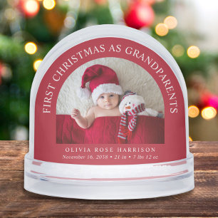 First Christmas As Grandparents Newborn Baby Photo Snowglobe