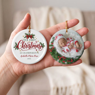 First Christmas as Grandparents Personalized Photo Ceramic Ornament