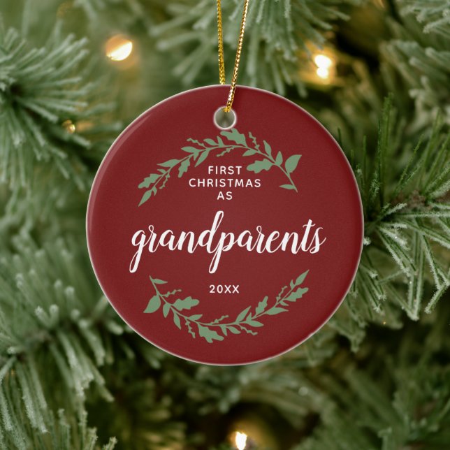 First Christmas As Grandparents Personalized Xmas Ceramic Ornament (Tree)