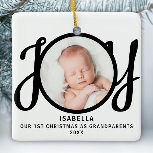 First Christmas As Grandparents Photo Joy Keepsake Ceramic Ornament