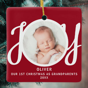 First Christmas As Grandparents Photo Red Keepsake Ceramic Ornament