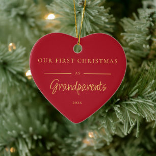 First Christmas as Grandparents Red Gold Ornament