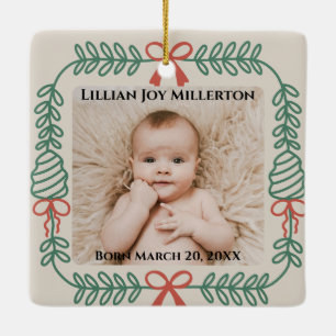 First Christmas as Grandparents Wreath Photo Ceramic Ornament