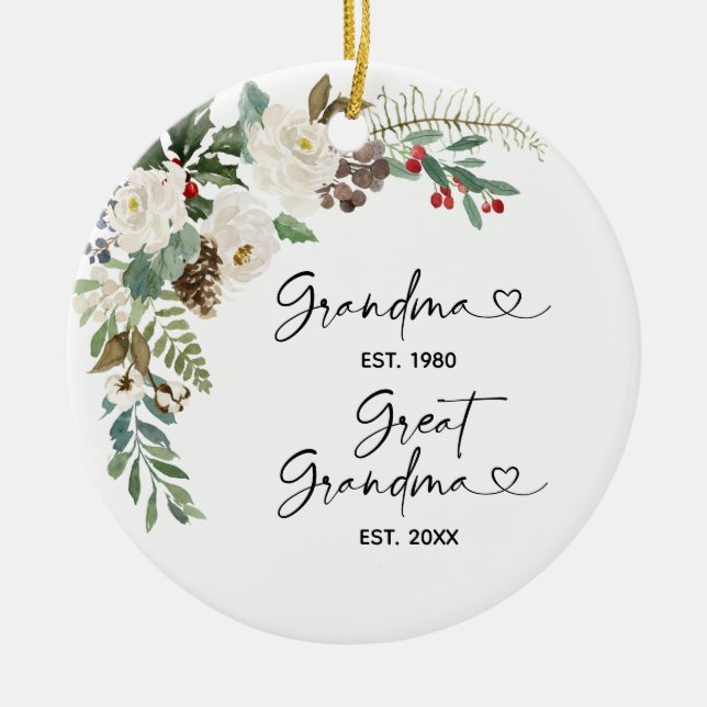 First Christmas as Great Grandmother Gift Ceramic Ornament (Front)