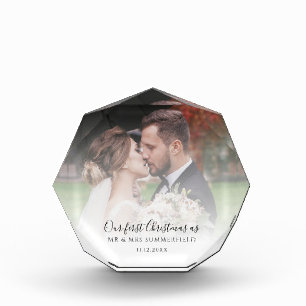 First Christmas As Married Wedding Photo Custom Block
