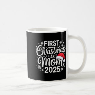 First Christmas As Mom 2025 Snowflake Xmas Family  Coffee Mug
