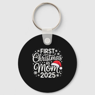 First Christmas As Mom 2025 Snowflake Xmas Family Keychain