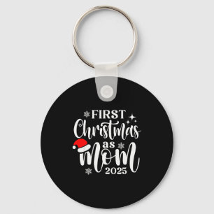 First Christmas As Mom 2025 Snowflake Xmas Family Keychain