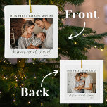 First Christmas as Mom and Dad Ceramic Ornament<br><div class="desc">Celebrate the joy of parenthood with our "First Christmas as Mom and Dad" Ceramic Ornament. This beautifully crafted ornament features a heartfelt message in elegant green script on the front, declaring "Our First Christmas as Mom and Dad" along with the year. You can add a cherished photo of your family...</div>