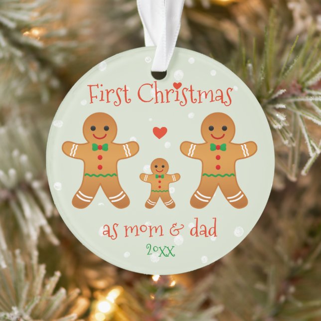 First Christmas as Mom and Dad - Gingerbread Men Ornament (Tree)