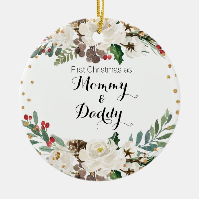 First Christmas as Mom and Dad ornament (Front)
