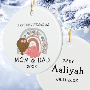 First Christmas as Mom & Dad New Baby Girl Ceramic Ornament